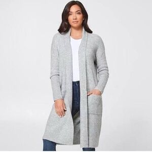 Vince Camuto Light Gray Long Open Front Cardigan size Medium